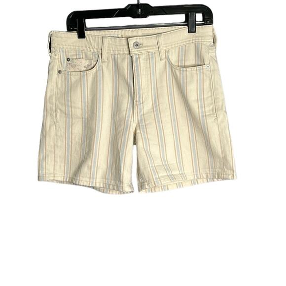 Anthropologie Pilcro Slim Boyfriend Blue and Tan Striped Shorts Size 27 - Picture 1 of 10